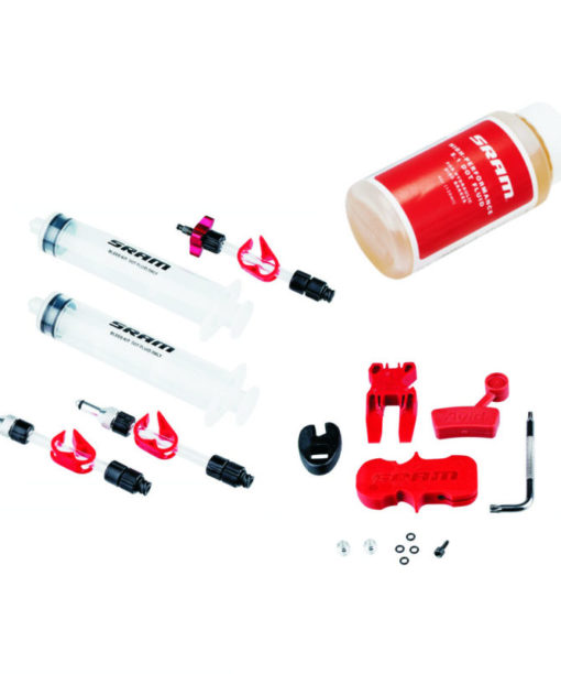 Alternative view of Kit de purge standard avec DOT5.1 Sram
 Inhalt: 
 - DOT 5.1 Flüssigkeit 
 - 2 Spritzen 
 - 2 Bleed Blocks 
 - Torx Tool 
 - Crows foot 
 - Bleeding